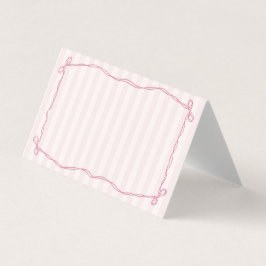 Roze Coquette Bow Pastel Place Card Tafel Decor Kaart