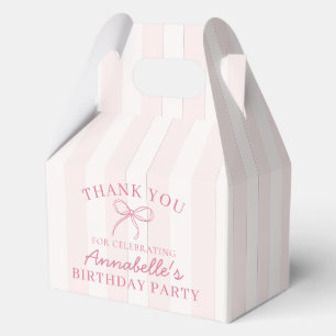Roze Coquette Bow Pastel Verjaardagsfeest Dessert Bedankdoosjes
