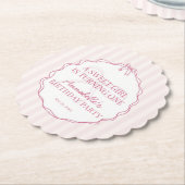 Roze Coquette Bow Pastel Verjaardagsfeest Kartonnen Onderzetters (Gekanteld)