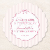 Roze Coquette Bow Pastel Verjaardagsfeest Kartonnen Onderzetters (Voorkant)