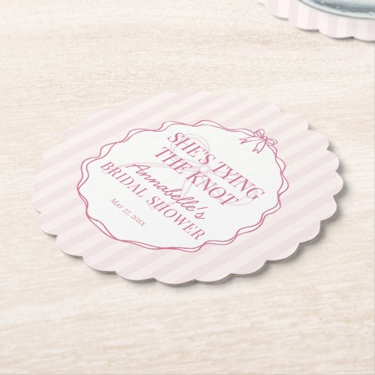 Roze Coquette Bow Pastel Vrijgezellenfeest Brunch Kartonnen Onderzetters (Gekanteld)