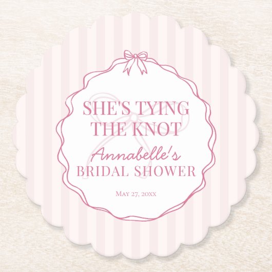 Roze Coquette Bow Pastel Vrijgezellenfeest Brunch Kartonnen Onderzetters (Voorkant)