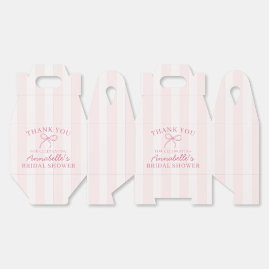 Roze Coquette Bow Pastel Vrijgezellenfeest Dessert Bedankdoosjes (Ongevouwen)