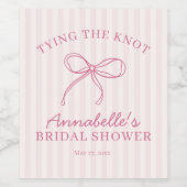 Roze Coquette Bow Pastel Vrijgezellenfeest Favorie Wijn Etiket (Enkel label)