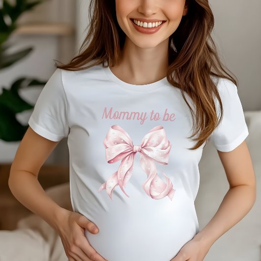 Roze Coquette Bow & Pearls Mama to be T-shirt