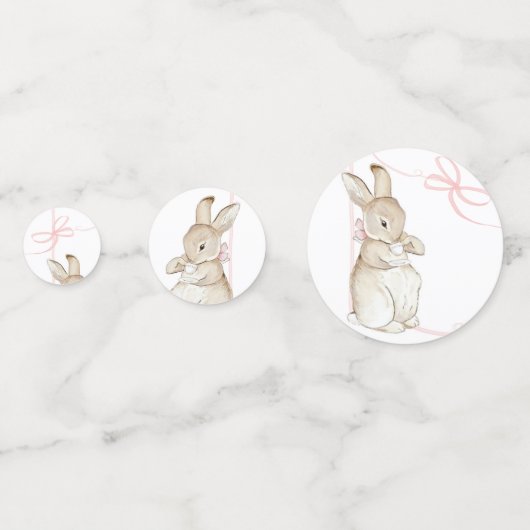 Roze Coquette Bow Peter het Konijn 1e Verjaardag Confetti (Voorkanten)