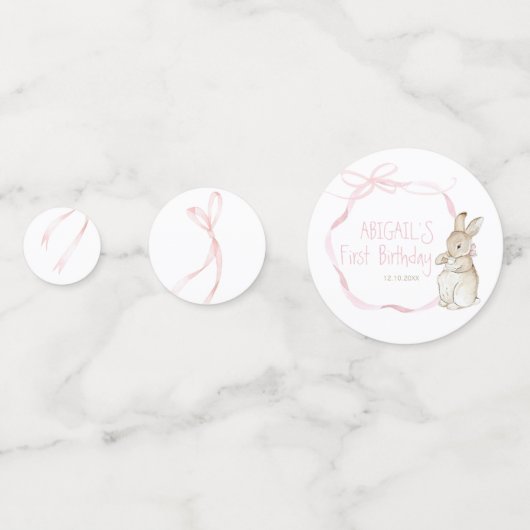 Roze Coquette Bow Peter het Konijn 1e Verjaardag Confetti (Achterkanten)