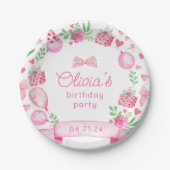 Roze Coquette Bow Preppy Meisje Verjaardag Papieren Bordje (Voorkant)