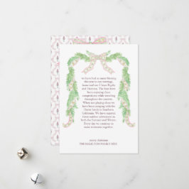 Roze Coquette Bow Preppy Notenkraker Kerstmis Feestdagenkaart