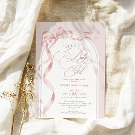 Roze Coquette Bow Ribbon Girl Baby shower Kaart
