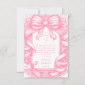 Roze Coquette Bow Ribbon Toile de Jouy Baby shower Bedankkaart (Voorkant)