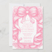 Roze Coquette Bow Ribbon Toile de Jouy Baby shower Kaart (Voorkant)