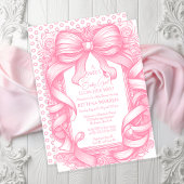 Roze Coquette Bow Ribbon Toile de Jouy Baby shower Kaart