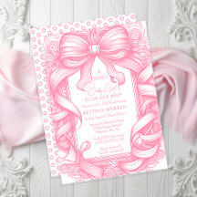 Roze Coquette Bow Ribbon Toile de Jouy Baby shower