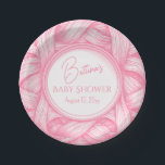 Roze Coquette Bow Ribbon Toile de Jouy Baby shower Papieren Bordje<br><div class="desc">Roze toile de jouy coquette linten Baby shower design.</div>