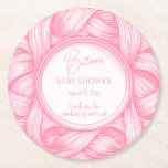 Roze Coquette Bow Ribbon Toile de Jouy Baby shower Ronde Kartonnen Onderzetter<br><div class="desc">Roze toile de jouy coquette linten Baby shower design.</div>