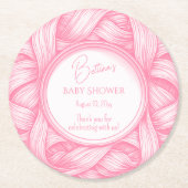 Roze Coquette Bow Ribbon Toile de Jouy Baby shower Ronde Kartonnen Onderzetter (Voorkant)