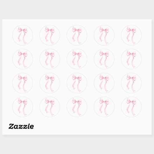 Roze Coquette Bow Ronde Sticker (Vel)