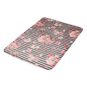 Roze Coquette Bow Rozen Zwart Strepen Badmat (Gekanteld)
