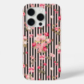 Roze Coquette Bow Rozen Zwart Strepen Case-Mate iPhone Case (Achterkant)
