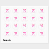 Roze Coquette Bow Schattige gepersonaliseerd verja Ronde Sticker (Vel)