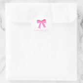 Roze Coquette Bow Schattige gepersonaliseerd verja Ronde Sticker (Tas)