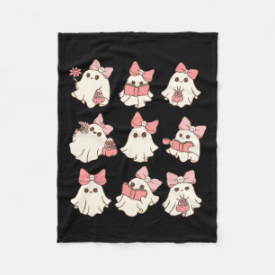 Roze Coquette Bow Schattigee Ghost Halloween Spook Fleece Deken