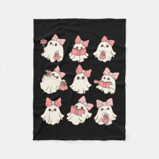 Roze Coquette Bow Schattigee Ghost Halloween Spook Fleece Deken