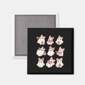Roze Coquette Bow Schattigee Ghost Halloween Spook Magneet (Voorkant / Achterkant)