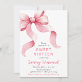 Roze Coquette Bow Sweet Sixteen Kaart (Voorkant)