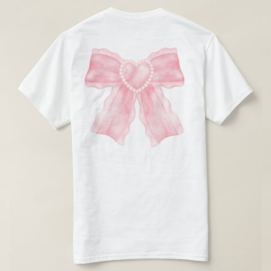 Roze Coquette Bow T-shirt (Design achterkant)