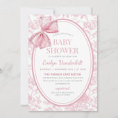 Roze Coquette Bow Toile Chinoiserie Baby shower Kaart (Voorkant)