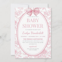 Roze Coquette Bow Toile Chinoiserie Baby shower