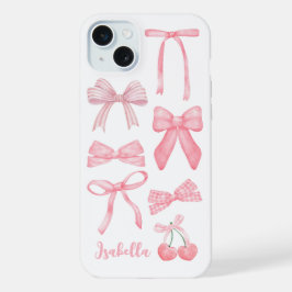 Roze Coquette Bow Trendy Vrouwelijk Meisje Estheti iPhone 15 Plus Case