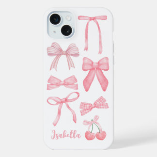 Roze Coquette Bow Trendy Vrouwelijk Meisje Estheti iPhone 15 Plus Case