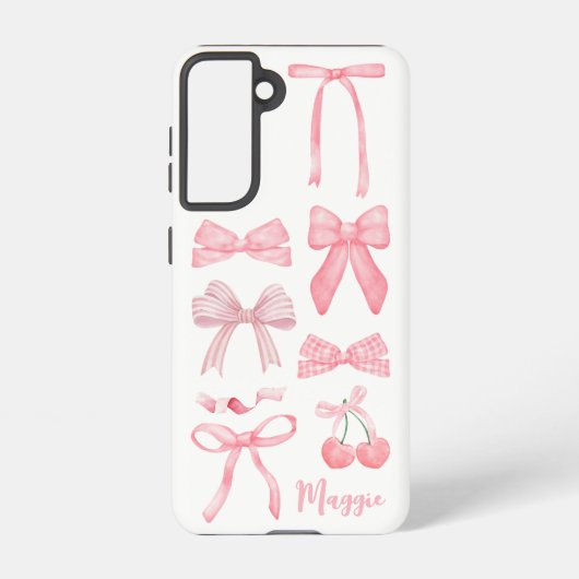 Roze Coquette Bow Trendy Vrouwelijk Meisje Estheti Samsung Galaxy Hoesje (Achterkant)