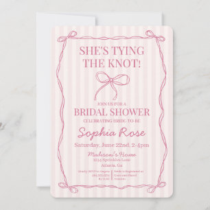 Roze Coquette Bow Tying the Knot Vrijgezellenfeest Kaart