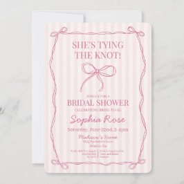 Roze Coquette Bow Tying the Knot Vrijgezellenfeest Kaart