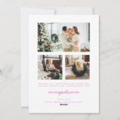Roze Coquette Bow Vakantiefoto Kerst Kaart (Achterkant)