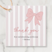 Roze Coquette Bow Verjaardag Bedankjes Labels (Voorkant)