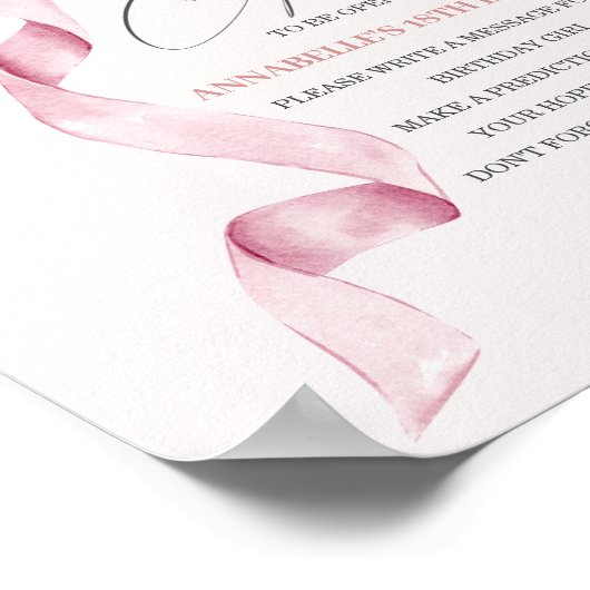 Roze Coquette Bow Verjaardag Tijd Capsule Party Si Poster (Hoek)