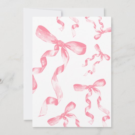 Roze Coquette Bow Verjaardag Uitnodiging (Achterkant)