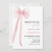 Roze Coquette Bow Verjaardag Uitnodiging (Voorkant)