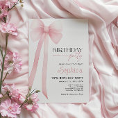 Roze Coquette Bow Verjaardag Uitnodiging
