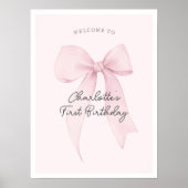 Roze Coquette Bow Verjaardag Welkom Poster (Voorkant)