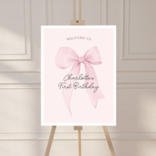Roze Coquette Bow Verjaardag Welkom Poster