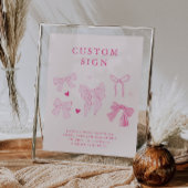 Roze Coquette Bow Verjaardagsfeest Custom Sign Poster