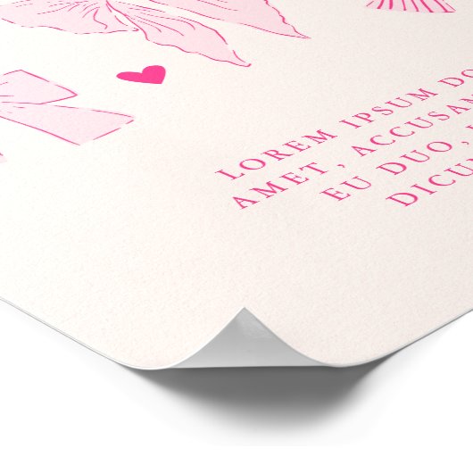 Roze Coquette Bow Verjaardagsfeest Custom Sign Poster (Hoek)