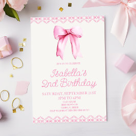 Roze Coquette Bow Verjaardagsfeestje Uitnodiging