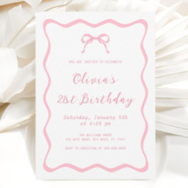 Roze Coquette Bow Verjaardagsfeestje Volwassene Kaart